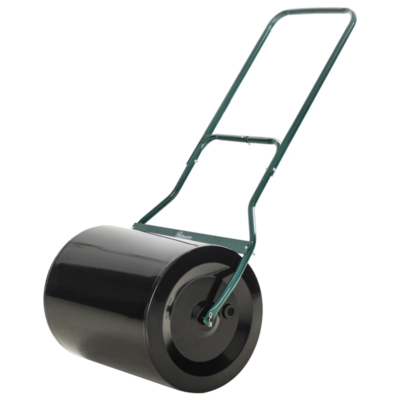 Best φ50cm Steel Garden Lawn Roller Push Pull w/ Fillable Cylinder Water Sand Plug Lawn Flatten Seed Sow Rolling Drum w/ Handle