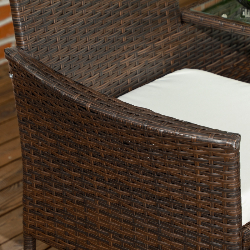 Best Two-Seat Rattan Chair, with Middle Table - Brown - Image 9