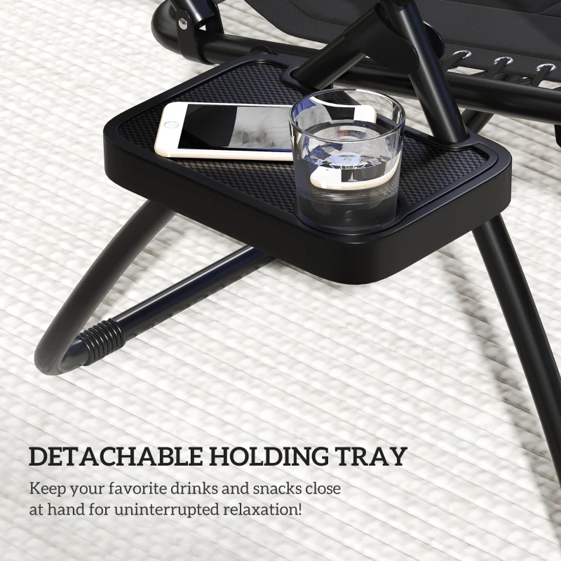 Best Zero Gravity Lounger Chair Set of 2, Folding Reclining Patio Chair with Shade Cover, Padded Seat, Cup Holder, Soft Cushion and Headrest for Poolside, Camping, Black - Image 8