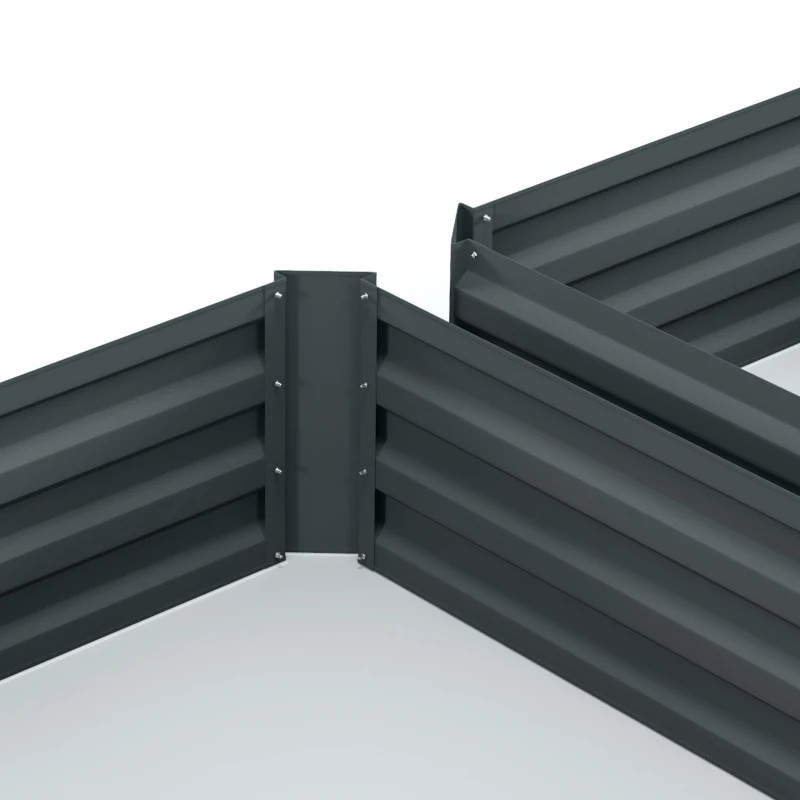 Best Set of 2 291L Raised Garden Bed, Elevated Galvanised Planter Box for Flowers, Herbs, 100x100x30cm, Dark Grey - Image 8