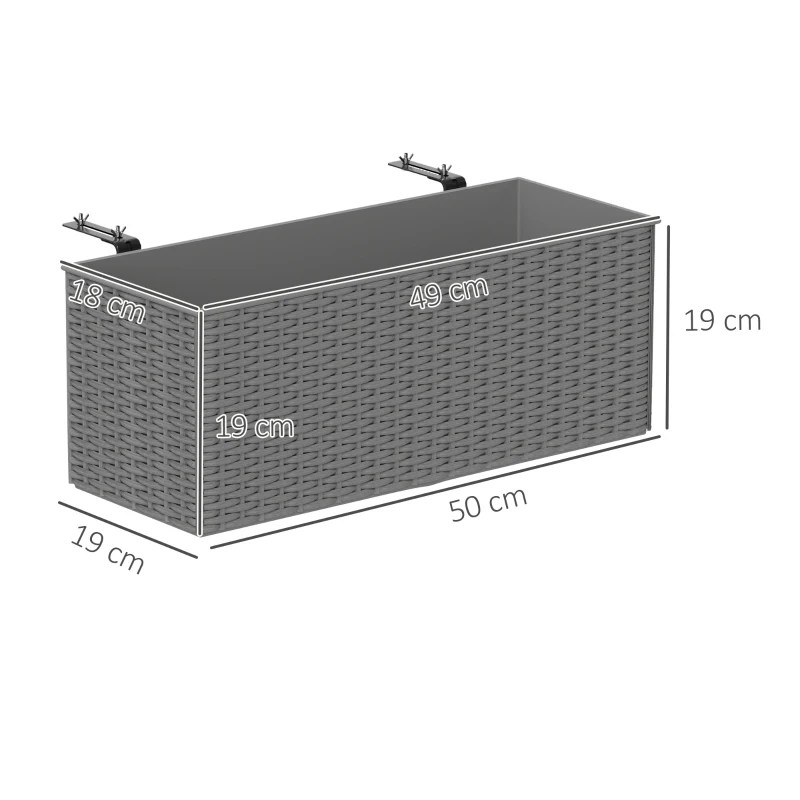 Best Set of Two Rattan-Effect Planters - Grey - Image 3