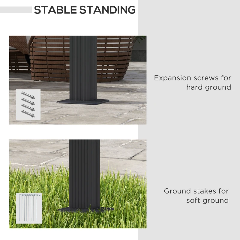 Best 3 x 4m Aluminium Pergola, with Retractable Roof - Dark Grey - Image 6