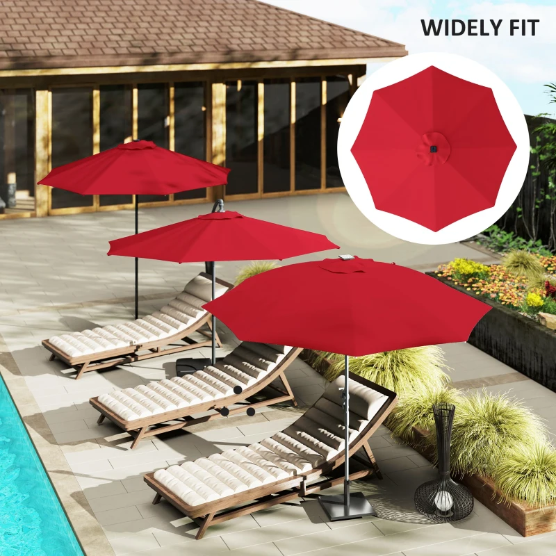 Best 3 m Replacement Parasol Canopy with Top Vent, UPF 50+ Garden Parasol Replacement Canopy, 8 Rib Parasol Cover Replacement Fits Various Frames, Red - Image 4