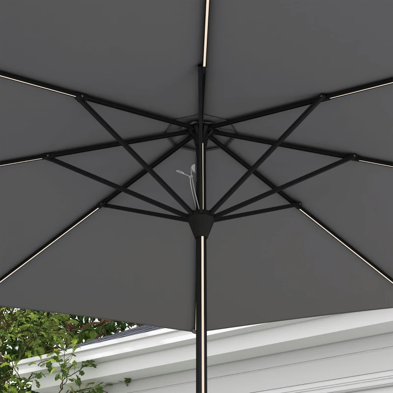 Best 2.65m Garden Parasol, with LED Lights - Dark Grey - Image 8