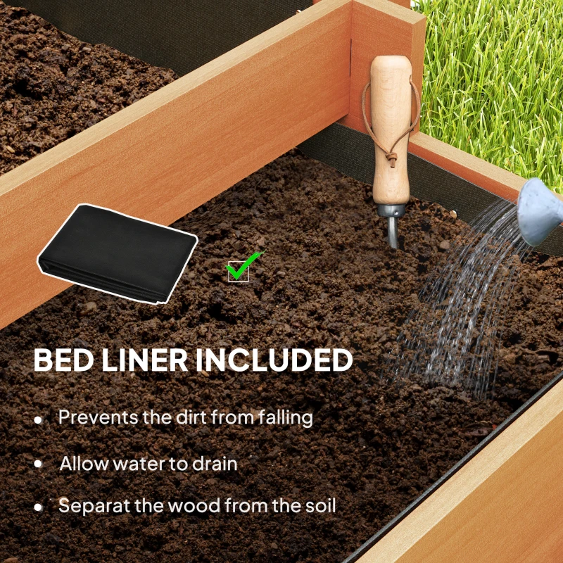 Best 3 Tier Garden Planters with Trellis for Vine Climbing, Wooden Raised Beds, 95x95x110cm, Brown - Image 6