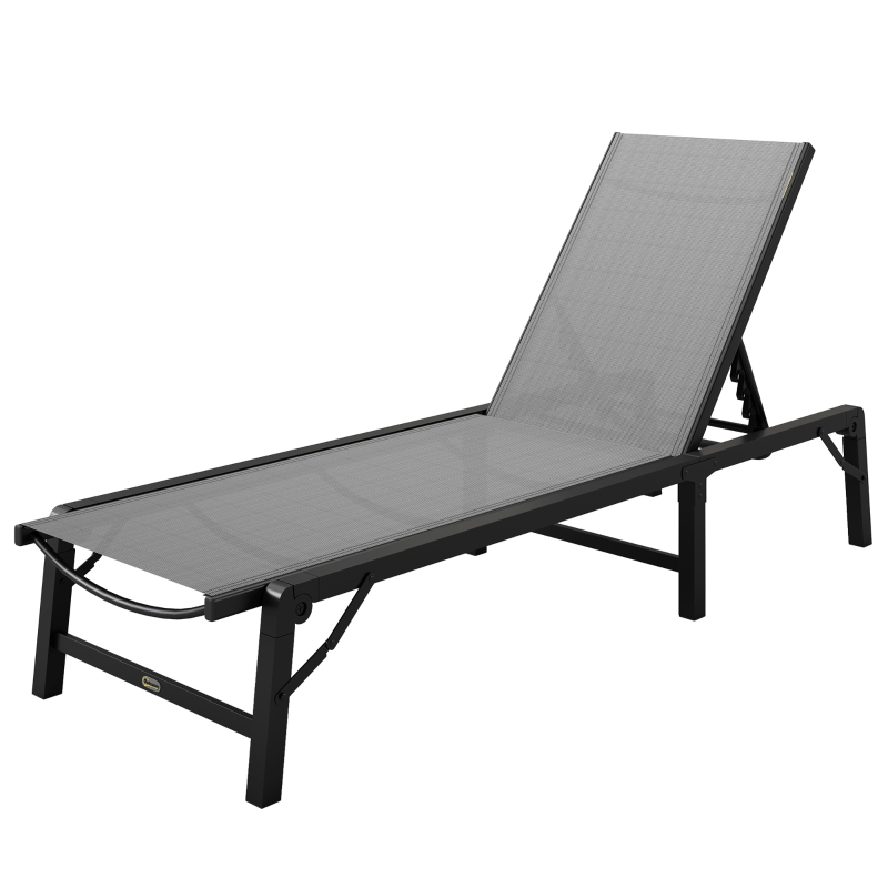Best Folding Sun Lounger, 5-Position Adjustable Garden Chaise Lounge Sunbed, Steel Frame Reclining Chair for Beach, Porch, Patio, Camping, Light Grey - Image 11