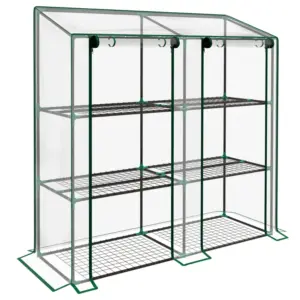 Best 46 x 143cm Mini Lean-To Greenhouse, with Three Inner Shelves
