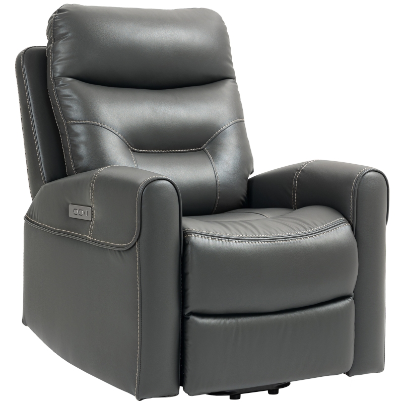Best Power Lift Recliner Chair for Elderly, Overstuffed Faux Leather Riser and Reclining Chair with USB A+C Ports, Remote Control, Recliner Armchair for Living Room, Charcoal Grey - Image 11