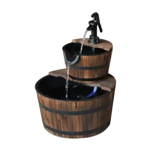 Best Wooden Water Pump Fountain, 2 Tier-Fir Wood