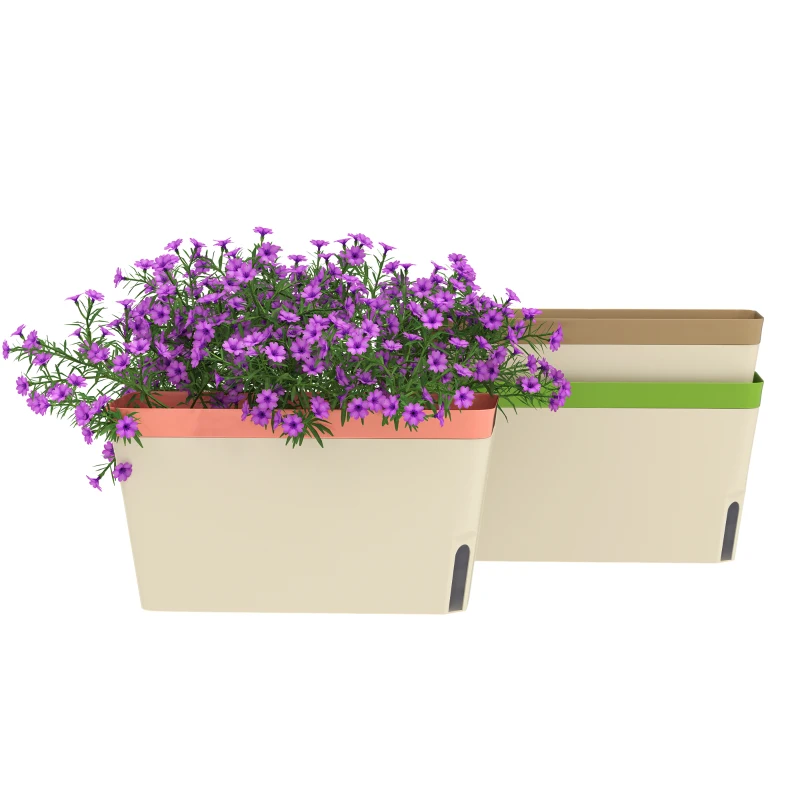 Best Set of 3 Self Watering Plant Pots Outdoor, 27cm Rectangular Garden Planters with Visual Water Level Window, Plastic Flower Pots for Indoor Outdoor Garden Balcony Windowsil