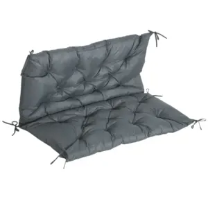 Best 2 Seater Bench Cushion, Garden Chair Cushion with Back and Ties for Indoor and Outdoor Use, 98 x 100 cm, Dark Grey
