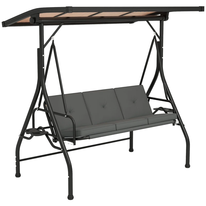 Best Convertible Three-Seater Swing Bench Bed - Dark Grey