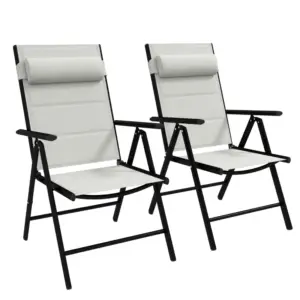 Best Set of Two Padded Garden Chairs - Light Grey