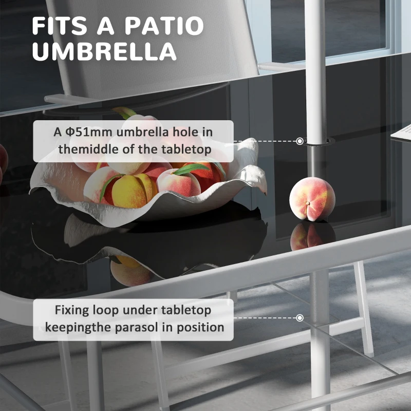 Best Eight-Piece Garden Dining Set, with Chairs, Table and Parasol - Grey - Image 8