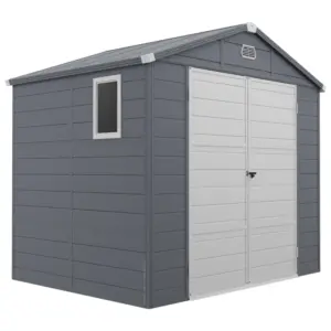 Best 7.9ft x 6.2ft Aluminium Frame and Plastic Wall Shed, with Foundation - Grey