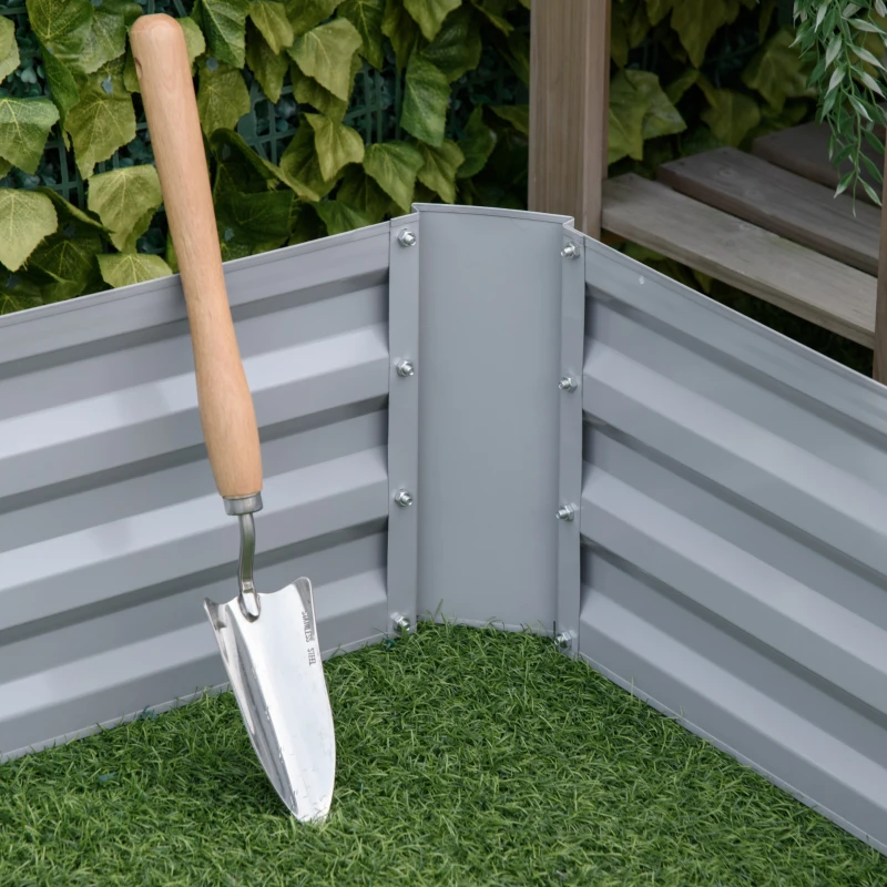 Best Set of 2 291L Raised Garden Bed, Elevated Galvanised Planter Box for Flowers, Herbs, 100x100x30cm, Grey - Image 7