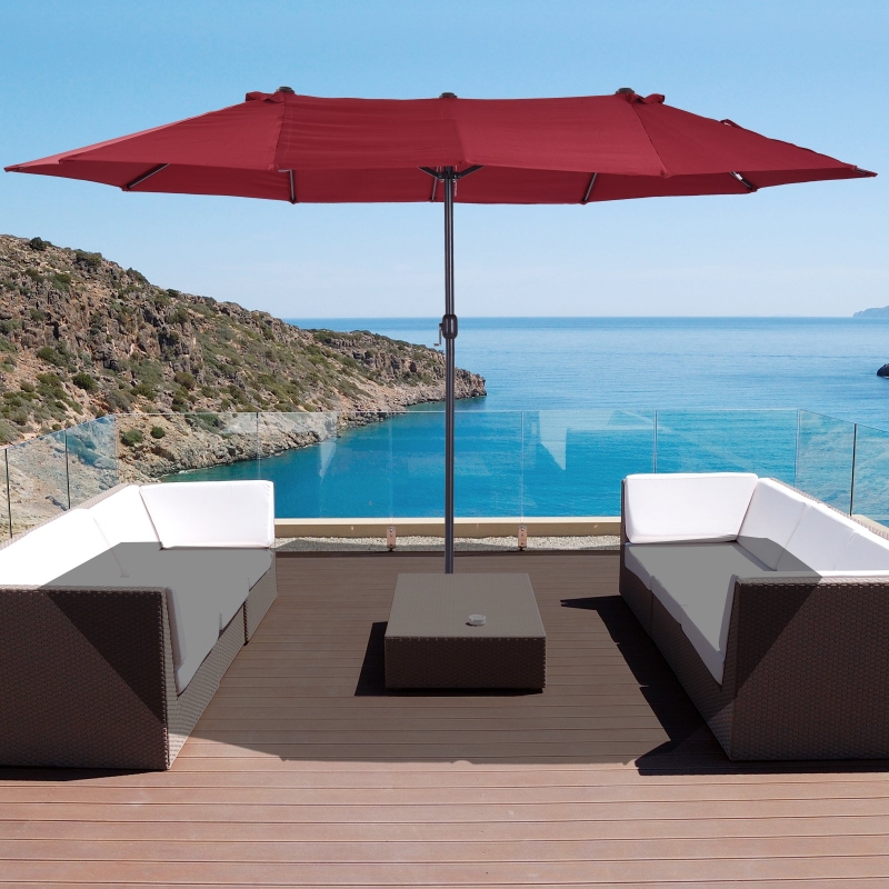 Best 4.6m Double-Sided Patio Parasol Sun Umbrella-Wine Red - Image 14