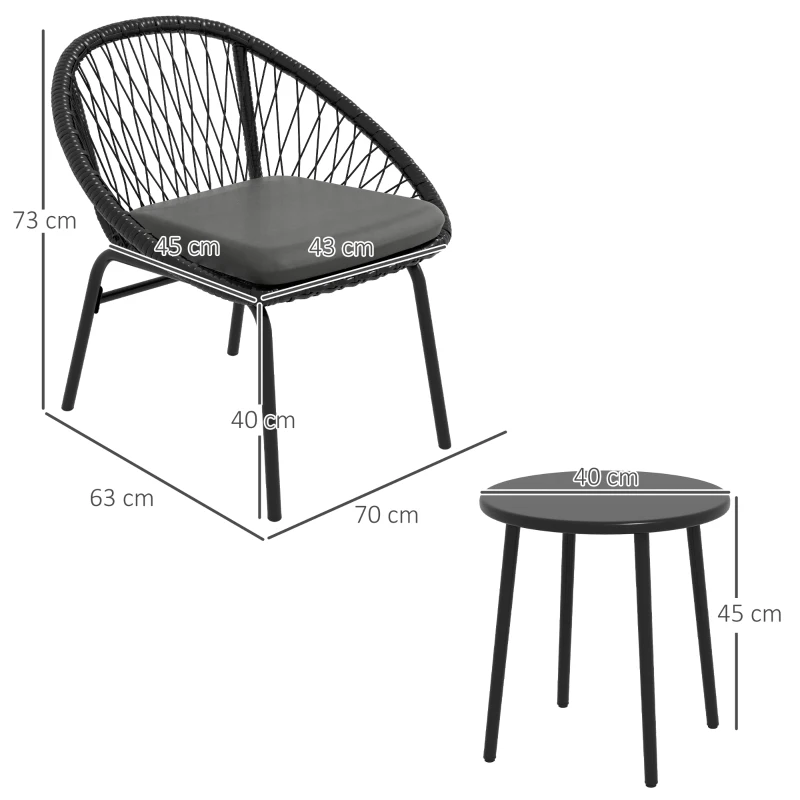 Best Three-Piece Rattan Bistro Set - Black - Image 3