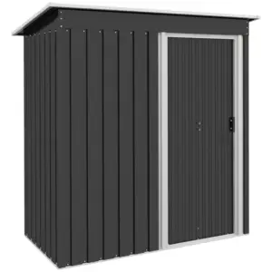 Best 5 x 3ft Garden Storage Shed with Sliding Door and Sloped Roof Outdoor Equipment Tool, Black