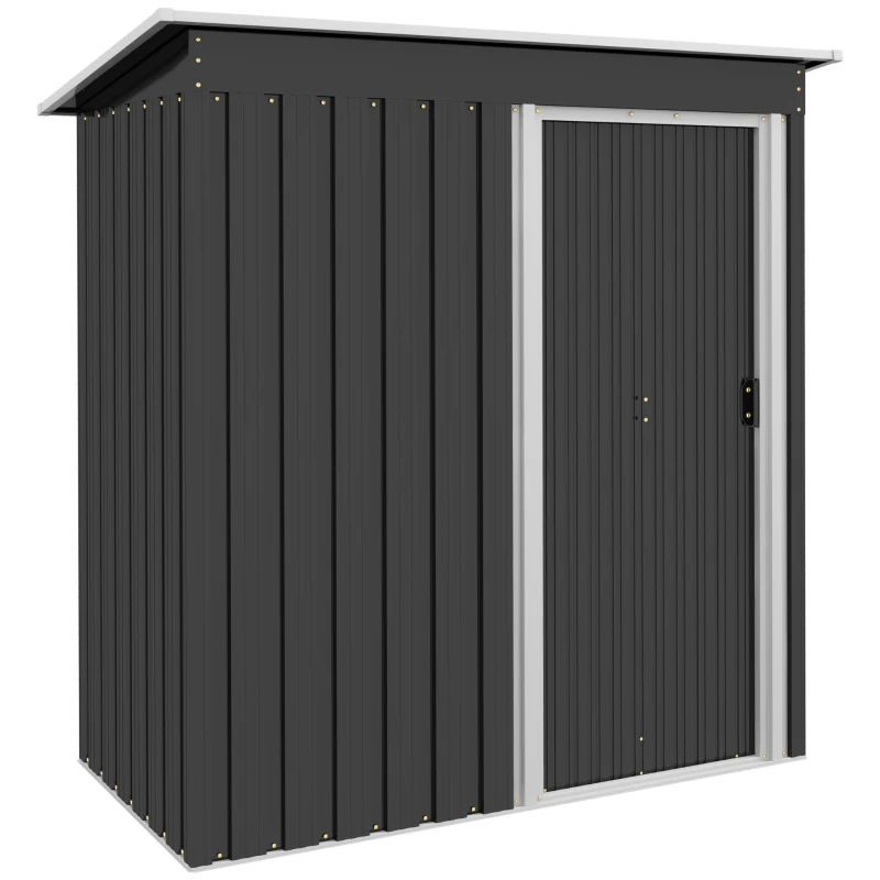 Best 5 x 3ft Garden Storage Shed with Sliding Door and Sloped Roof Outdoor Equipment Tool, Black