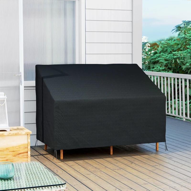 Best 600D Oxford Cloth Furniture Cover, 2 Seater Sofa Protector for Garden Patio, Outdoor, Waterproof, Black, 140L x 84W x 56/94H cm - Image 2