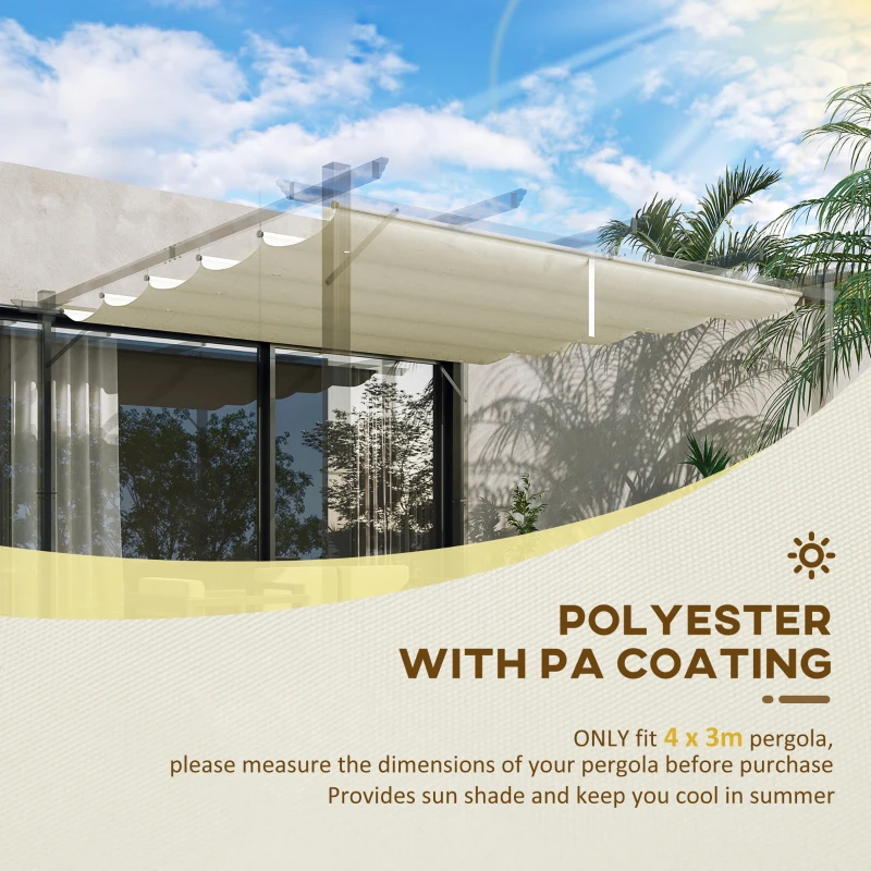 Best Retractable Pergola Shade Cover, Replacement Canopy Fabric for 3 x 3 (m) Pergola, Gazebo Retractable Roof, Cream White - Image 4