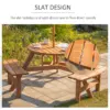 Best 6 Seater Wooden Picnic Table and Garden Benches Set, Round Garden Dining Set with 3 Benches and Umbrella Hole Outdoor Garden Park, Brownish Red - Image 6
