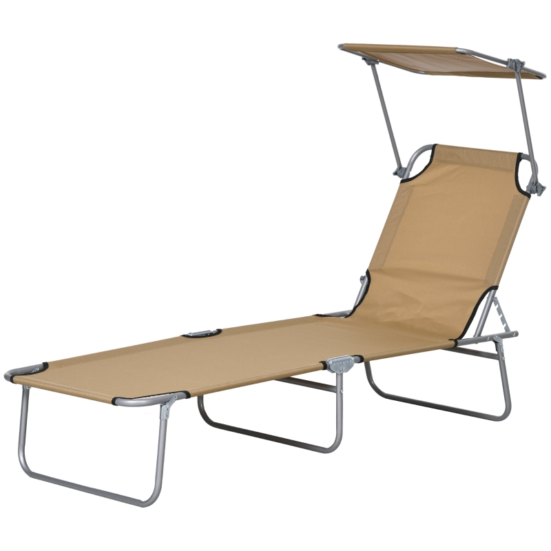 Best Sun Lounger, with Adjustable Face Canopy - Brown - Image 11