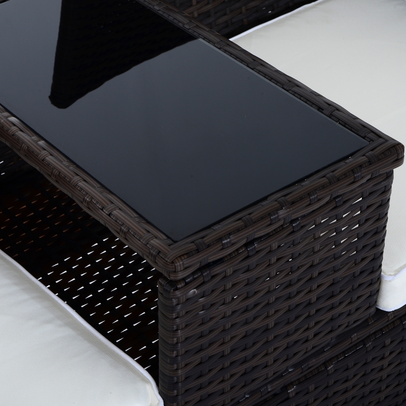 Best 2-Seater Rattan Chair Furniture Set W/ Middle Tea Table-Brown - Image 9