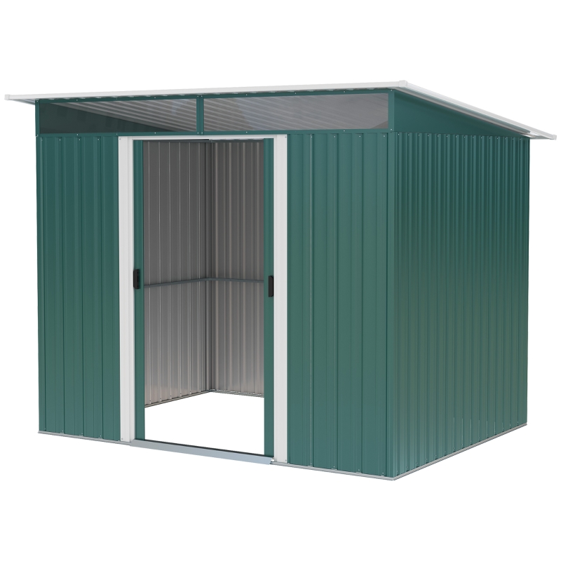 Best 8.5 x 6ft Metal Shed with Lightsky Panels, Garden Storage Tool House with Double Doors for Garden, Patio and Lawn, Green - Image 11