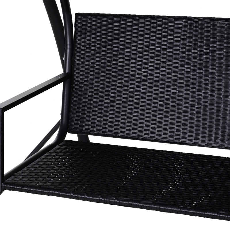Best Rattan Garden Swing Chair 3-Seater Black - Image 9