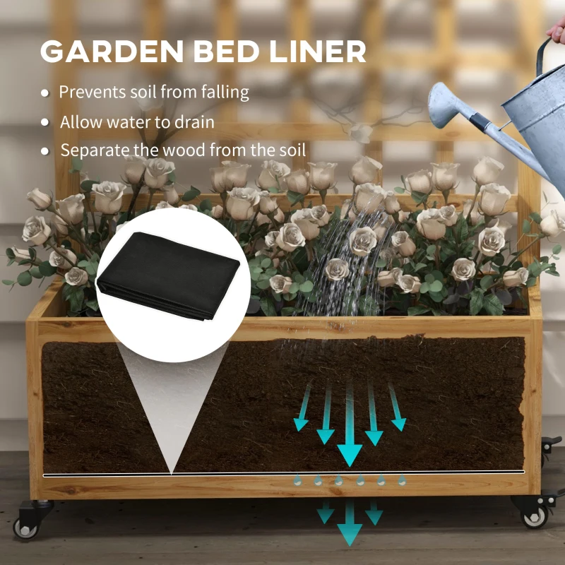 Best Wooden Trellis Planter, Raised Garden Bed with Wheels, to Climb and Grow Vegetables, Herbs and Flowers, Natural - Image 5