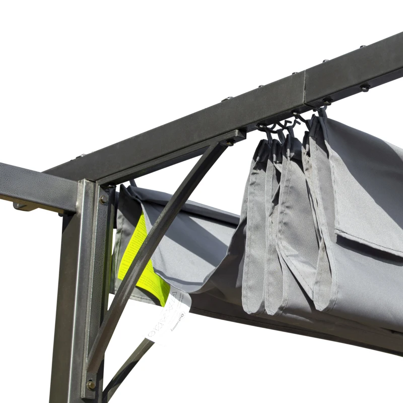 Best 3 x 3(m) Metal Pergola with Retractable Roof, Garden Gazebo Metal Pergola Canopy. Outdoor Sun Shade Shelter for Party BBQ, Grey - Image 8