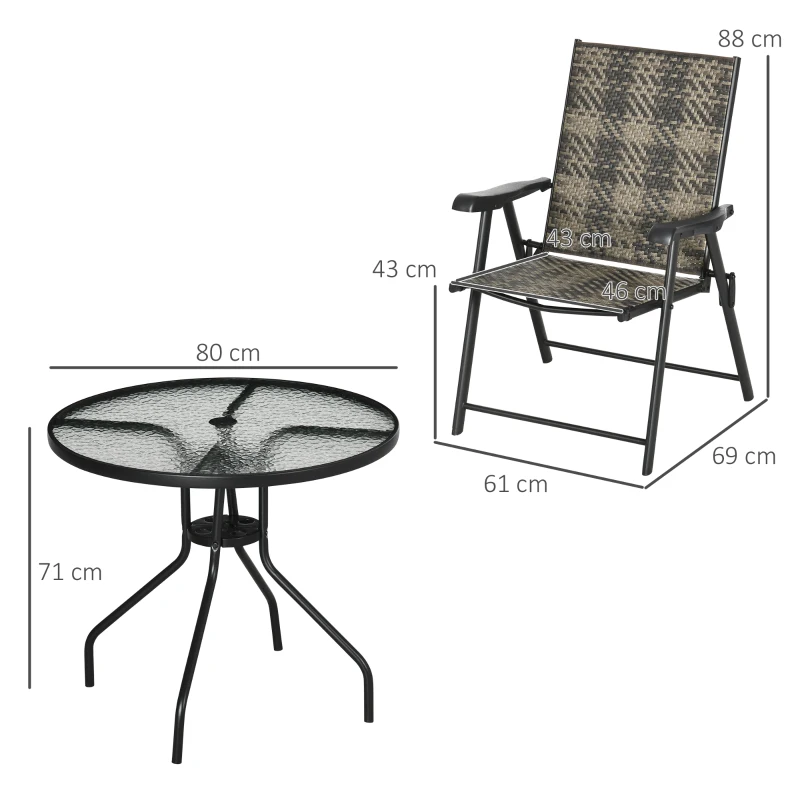 Best 4 Seater Rattan Dining Set, Rattan Garden Furniture Set with Parasol Hole, Outdoor Dining Table and Chairs with 4 Armchairs, Round Glass Top Table for Patio, Balcony, Mixed Grey - Image 3