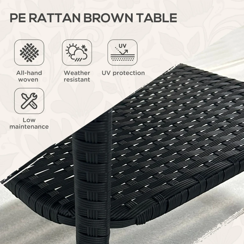 Best Two-tier PE Rattan Square Coffee Table - Black - Image 4