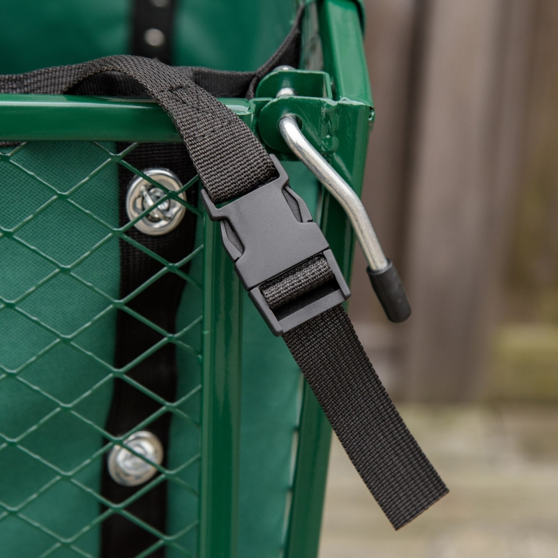 Best Large 4 Wheel Heavy Duty Garden Cart Truck Trolley Wheelbarrow with Handle and Metal Frame - Green - Image 9