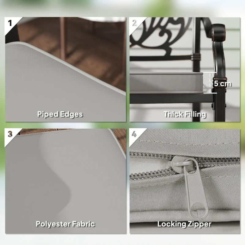 Best Set of 2 Garden Chair Cushions - Light Grey - Image 4