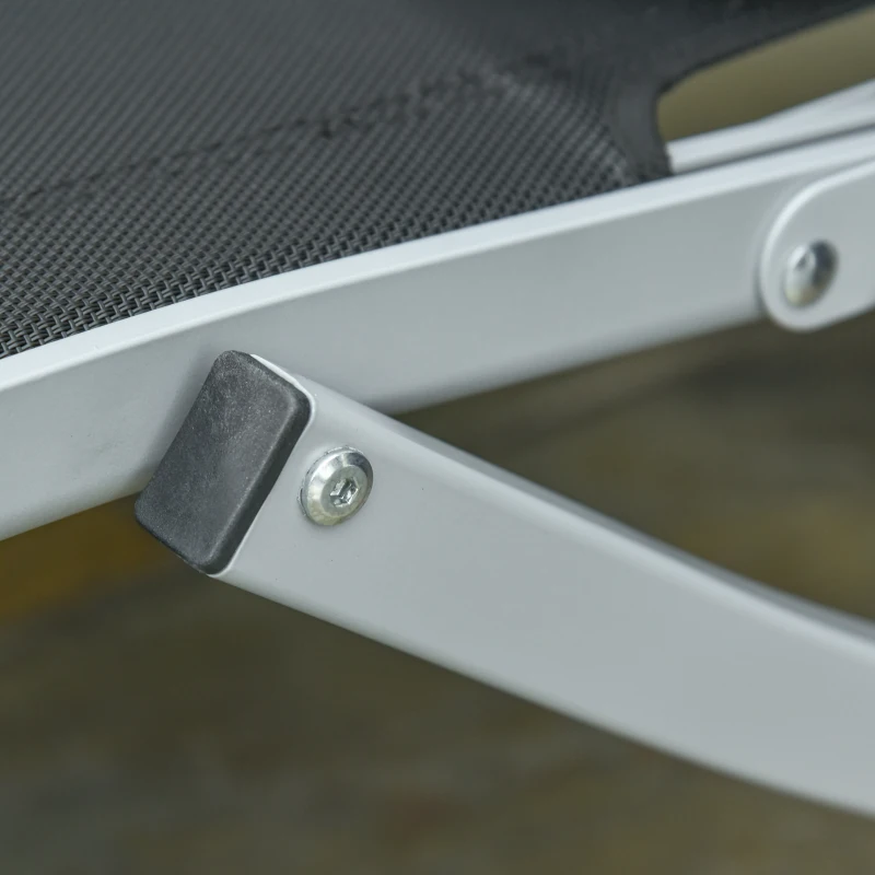 Best 2 Pieces Folding Sun Lounger, S-shaped Lounge Chairs Reclining Sleeping Bed with Aluminium Frame - Image 8