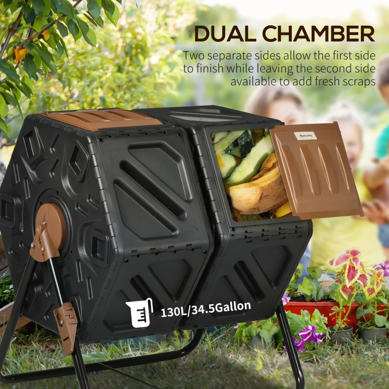Best 130L Double Chamber Composter - Black - Image 4