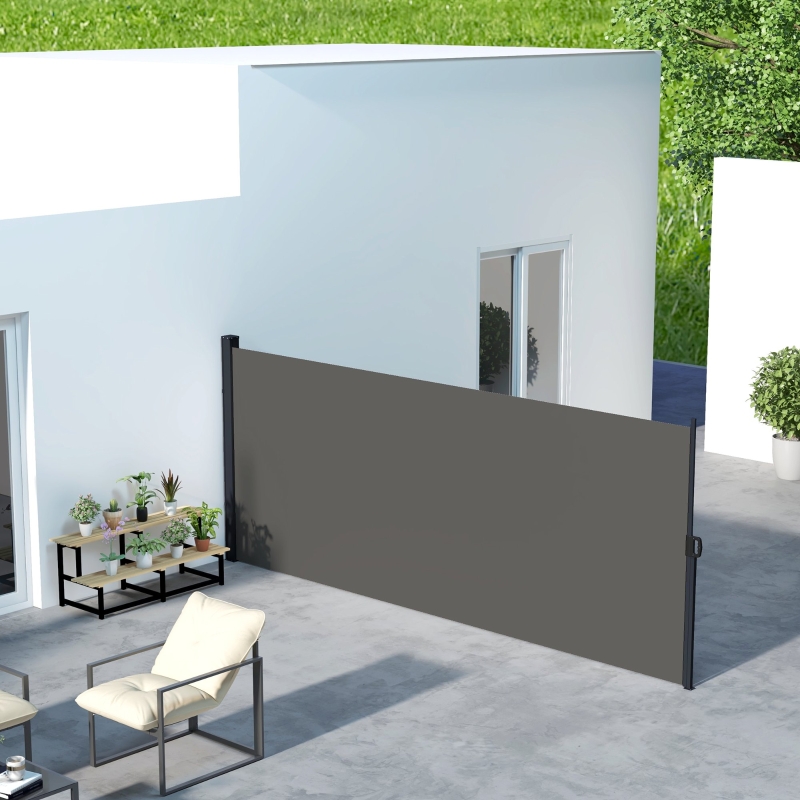 Best Retractable Side Awning, Outdoor Privacy Screen for Garden, Hot Tub, Balcony, Terrace, Pool, 400 x 180cm, Dark Grey - Image 10