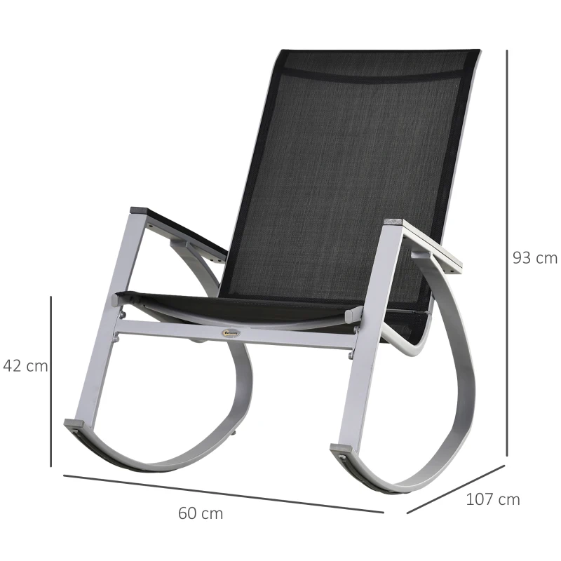 Best Rocking Chair Sun Lounger Garden Seat Patio High Back Texteline Black - Image 3