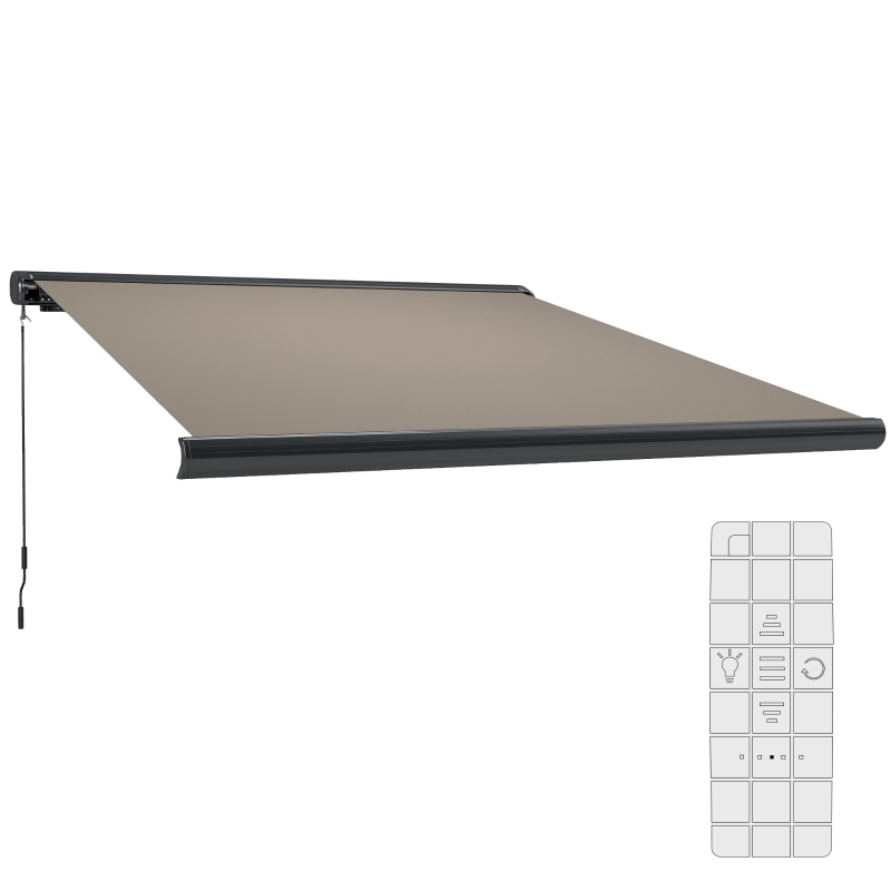 Best 3.5 x 3 m Electric Awning with Remote Controller, Aluminium Frame DIY Retractable Awning, UV50+ Sun Shade Canopy for Garden Patio Deck Door Window, Light Grey