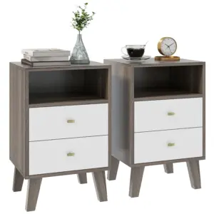 Best Industrial-Scandinavian Mix Bedside Table, with Drawers and Shelf