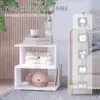 Best Side Table Square Coffee Table Modern End Table with 2 Tier Storage Shelves for Living Room, Bedroom, White - Image 5