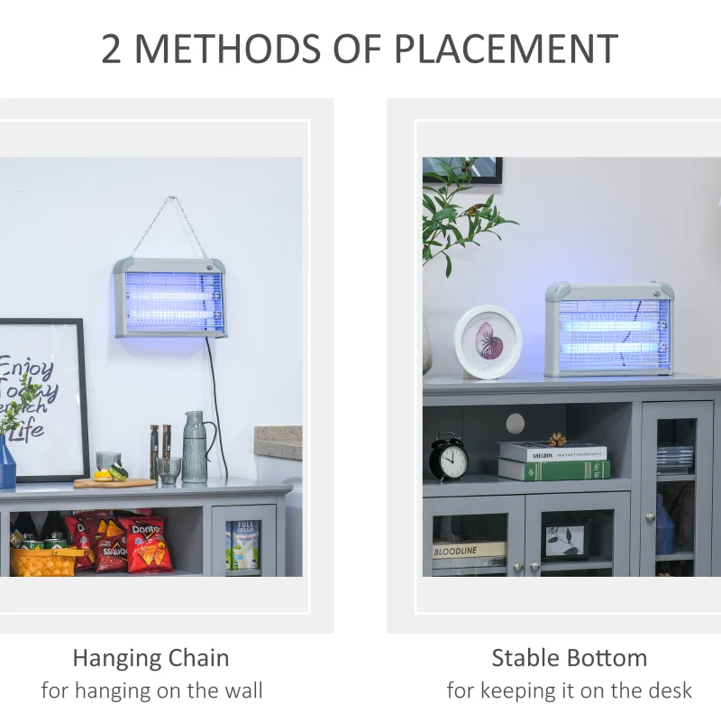 Best Electric Fly Zapper, 20W Electric Fly Killer, Wall Hanging Bug Zapper Indoor & Outdoor Attracting Insect Mosquito Killer, Grey - Image 6