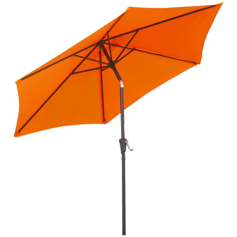 Best 2.6M Garden Parasol Umbrella with Tilt and Crank, Outdoor Sun Parasol Sunshade Shelter with Aluminium Frame, Orange