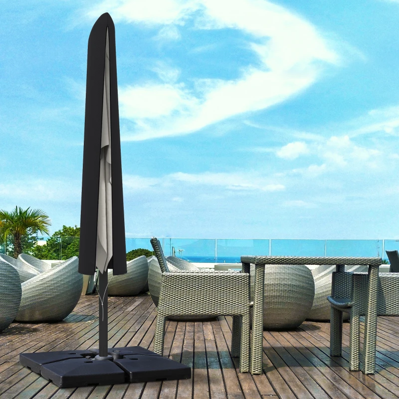 Best Garden Parasol Cover, Outdoor Patio Umbrella Protector Weatherproof Garden Patio with Rod, Zipper for 2-4m Parasol, Φ60 x 160cm, Black - Image 2