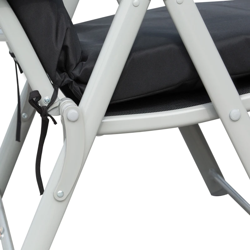 Best Steel Frame Outdoor Garden Padded Sun Lounger w/ Pillow Black - Image 8