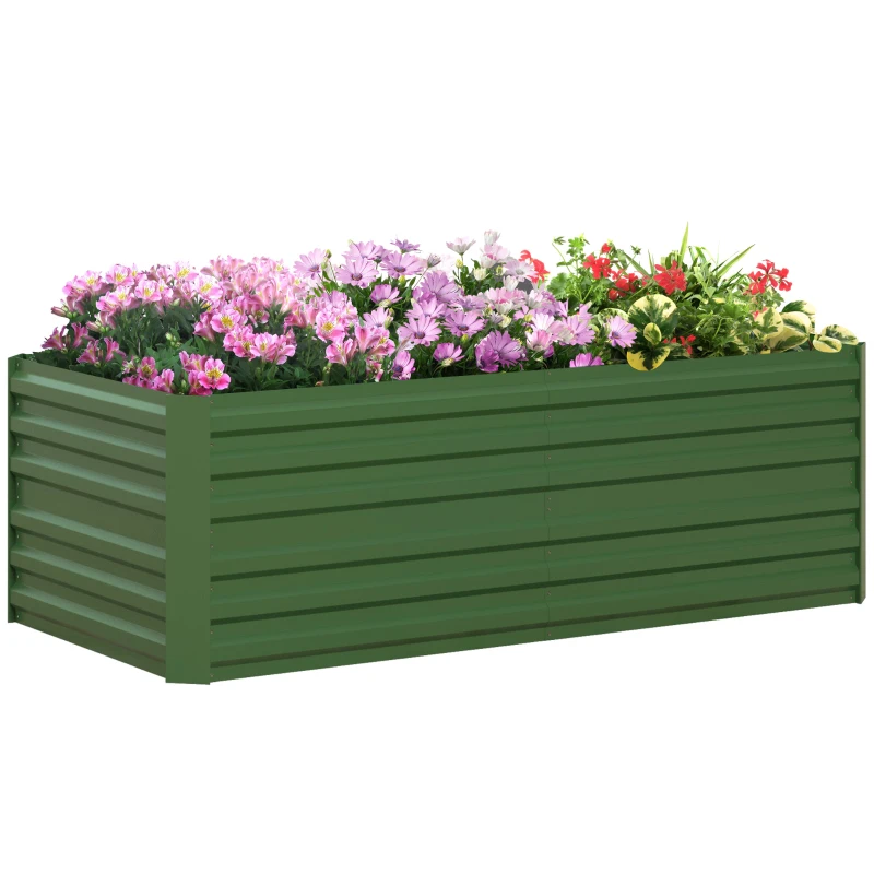 Best Raised Beds for Garden, Galvanised Steel Outdoor Planters with Multi-reinforced Rods, 180 x 90 x 59 cm, Green