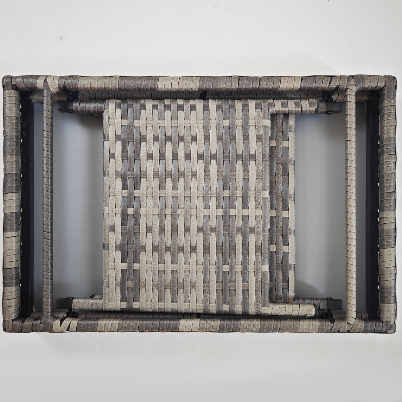 Best Foldable Outdoor Side Table, Rattan Garden Coffee Table with Steel Frame, Space Saving Bistro Garden Furniture for Patio, Balcony, 60 x 41 x 41 cm, Mixed Grey - Image 9